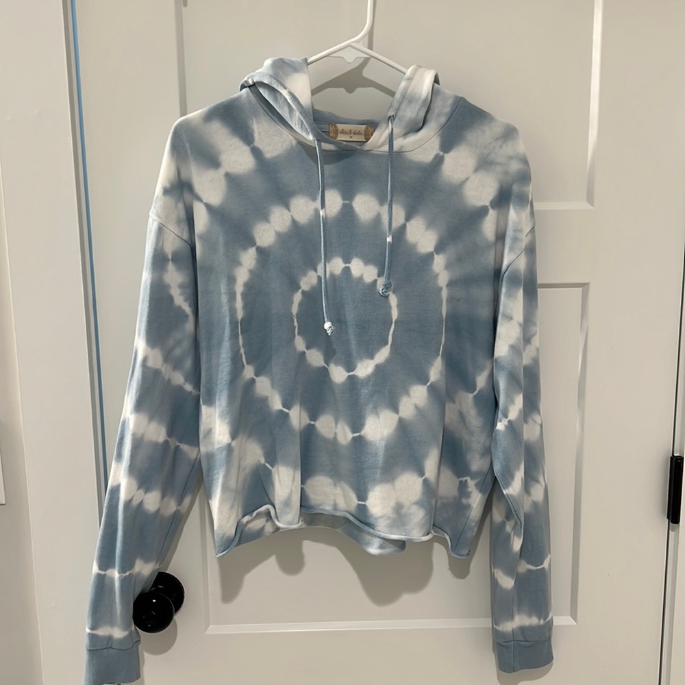 Blue and white tie dye hoodie
